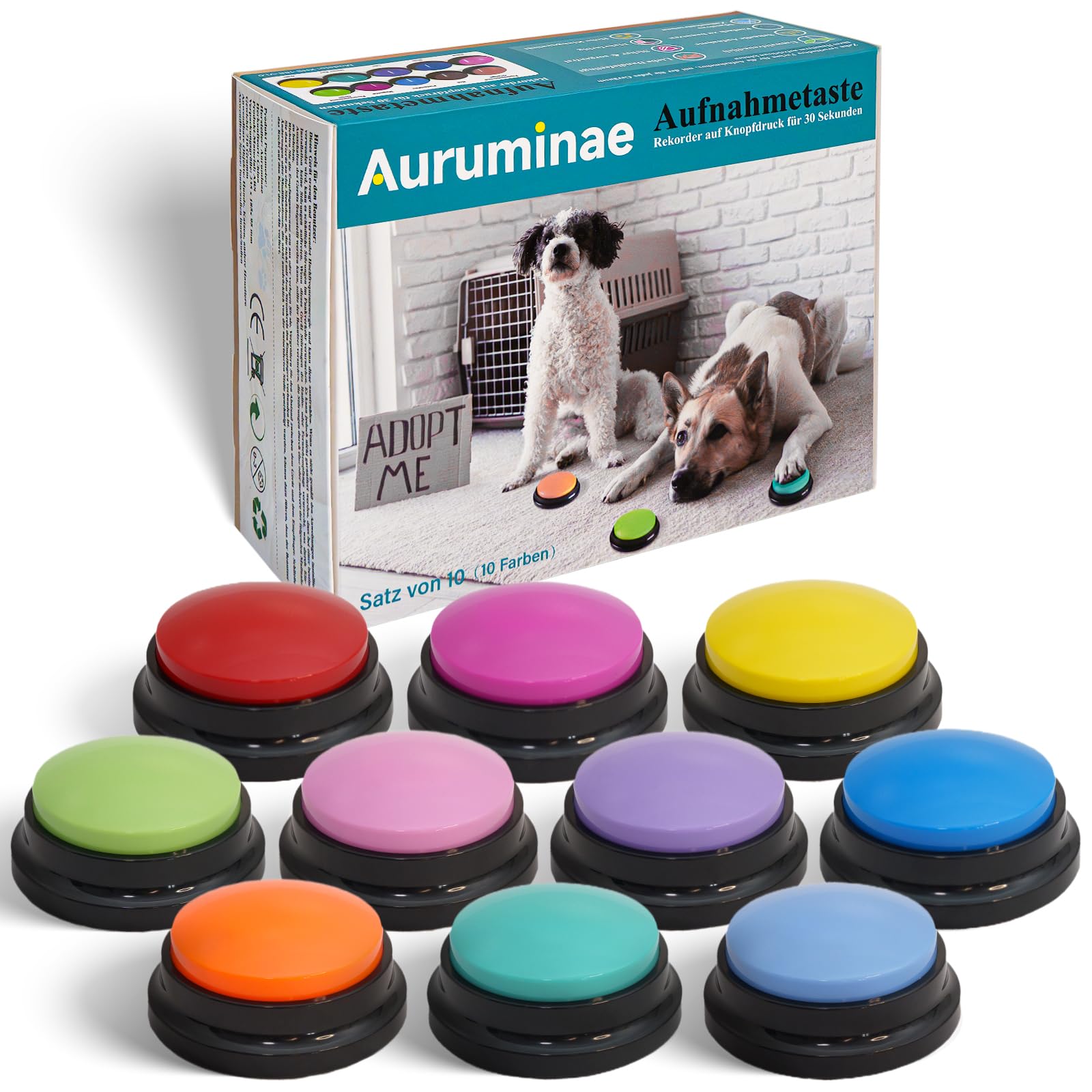 Buzzer Lot de 10 jouets intelligents pour chien avec fonction d'enregistrement