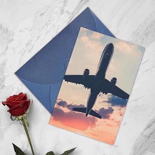 Miniatura 9 de WURTON Tarjetas de felicitación de impresión de puesta de sol de avión Tarjetas de notas en blanco con sobres para todas las ocasiones cumpleaños,