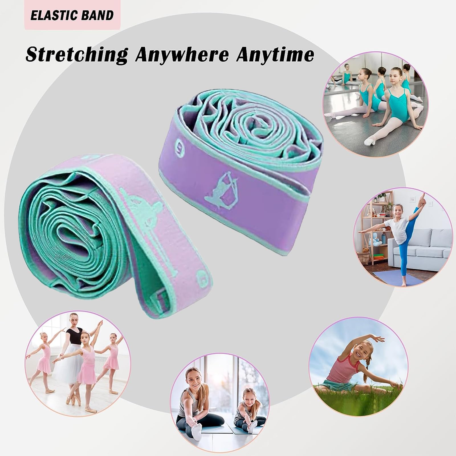 Bande Élastique Musculation Lot de 2 Sangles Yoga Exercice Résistance 8 Boucles
