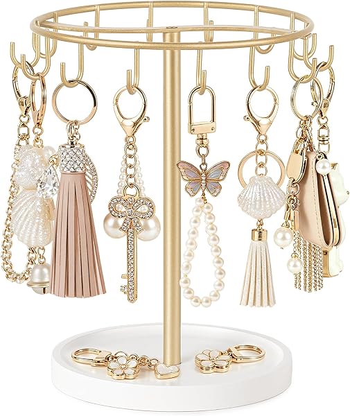Mkono Keychain Display Stand, 14 Hooks Bag Charms Organizer Bracelet Holder