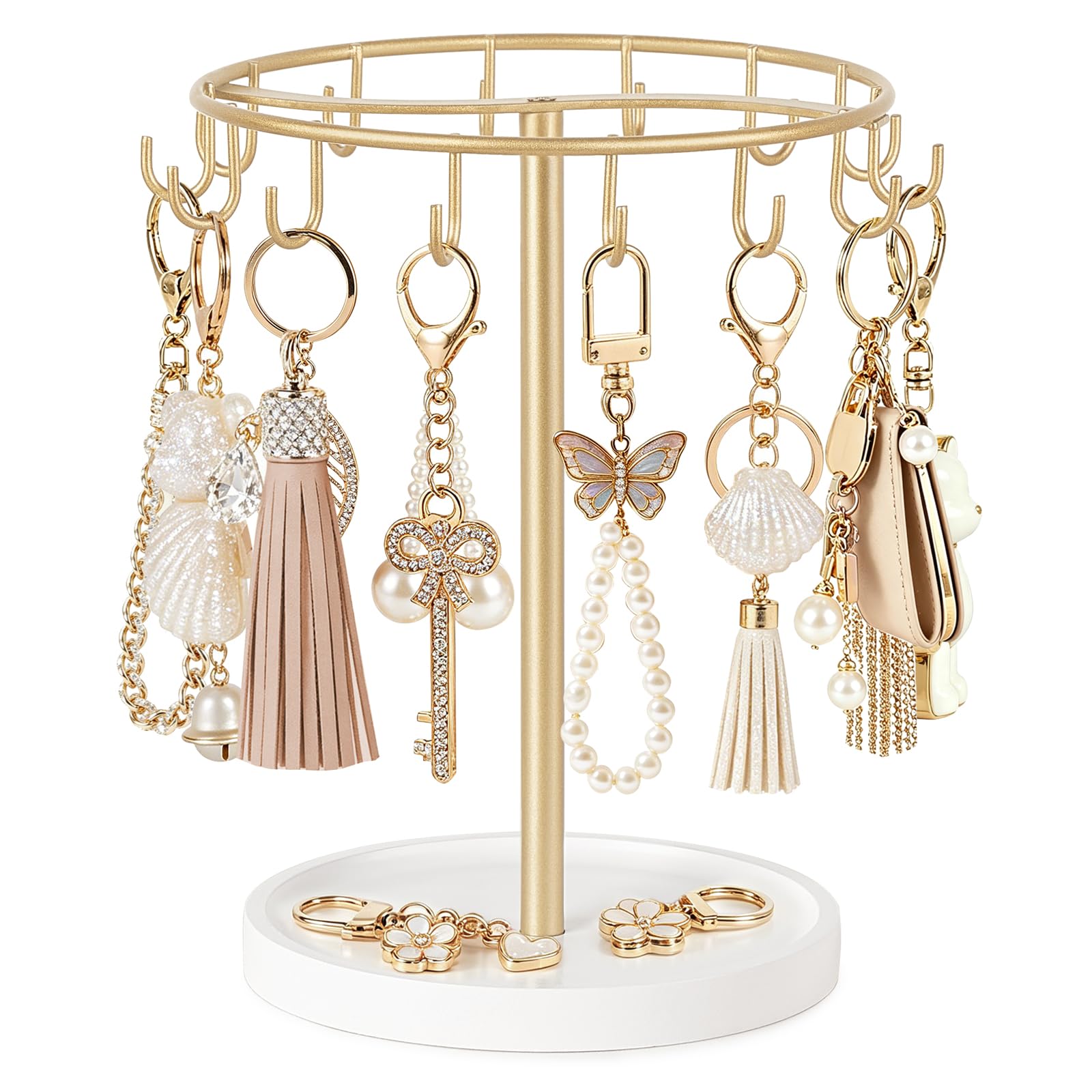 Mkono Keychain Display Stand, 14 Hooks Bag Charms Organizer Bracelet Holder