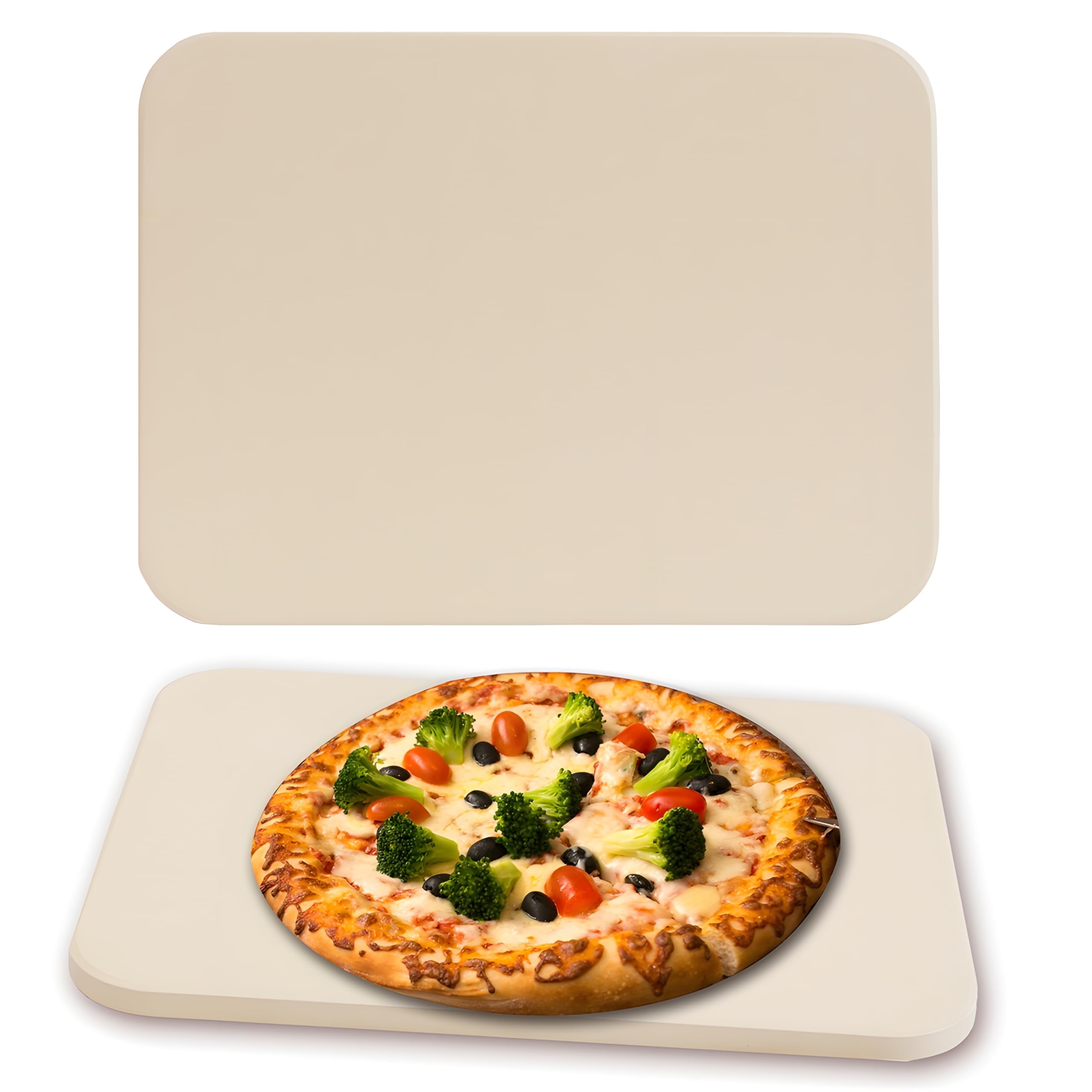 Melko Pietra per pizza per forno, grill a gas e grill a carbone, pietra refrattaria in cordierite per pane, focaccia e pizza, pietra refrattaria in schamotte 30x38 cm, resistente alle temperature