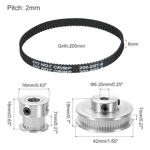 Miniatura 8 de MECCANIXITY Polea de distribución de 20 y 60 dientes rueda síncrona de 0315in con correa y llave para impresora 3D máquina CNC 1 juego
