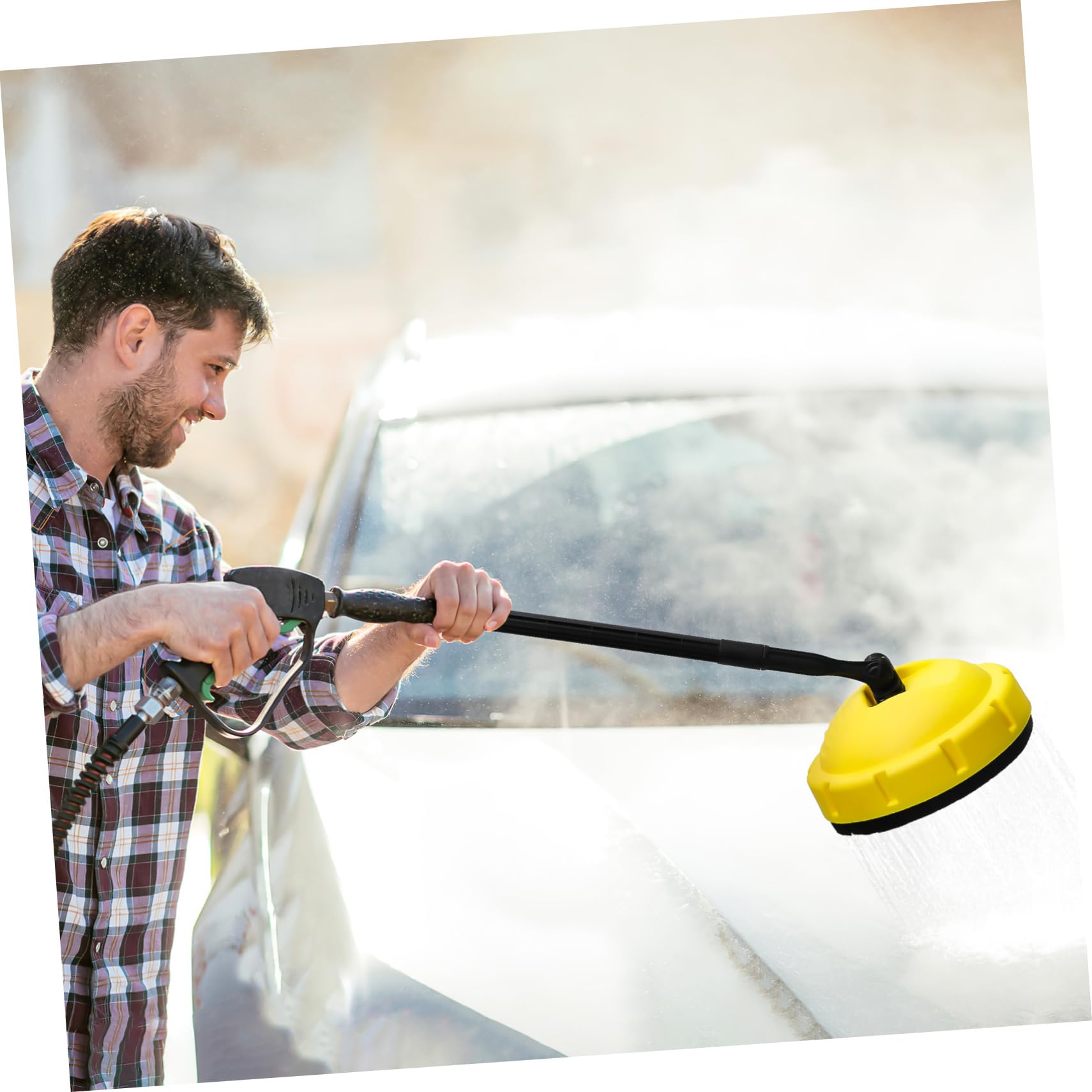 Limpiador de Superficies Rotativo para Hidrolavadora Cepillo de Limpieza de Alta Presión Mango Largo Adecuado para Coches y Superficies Planas
