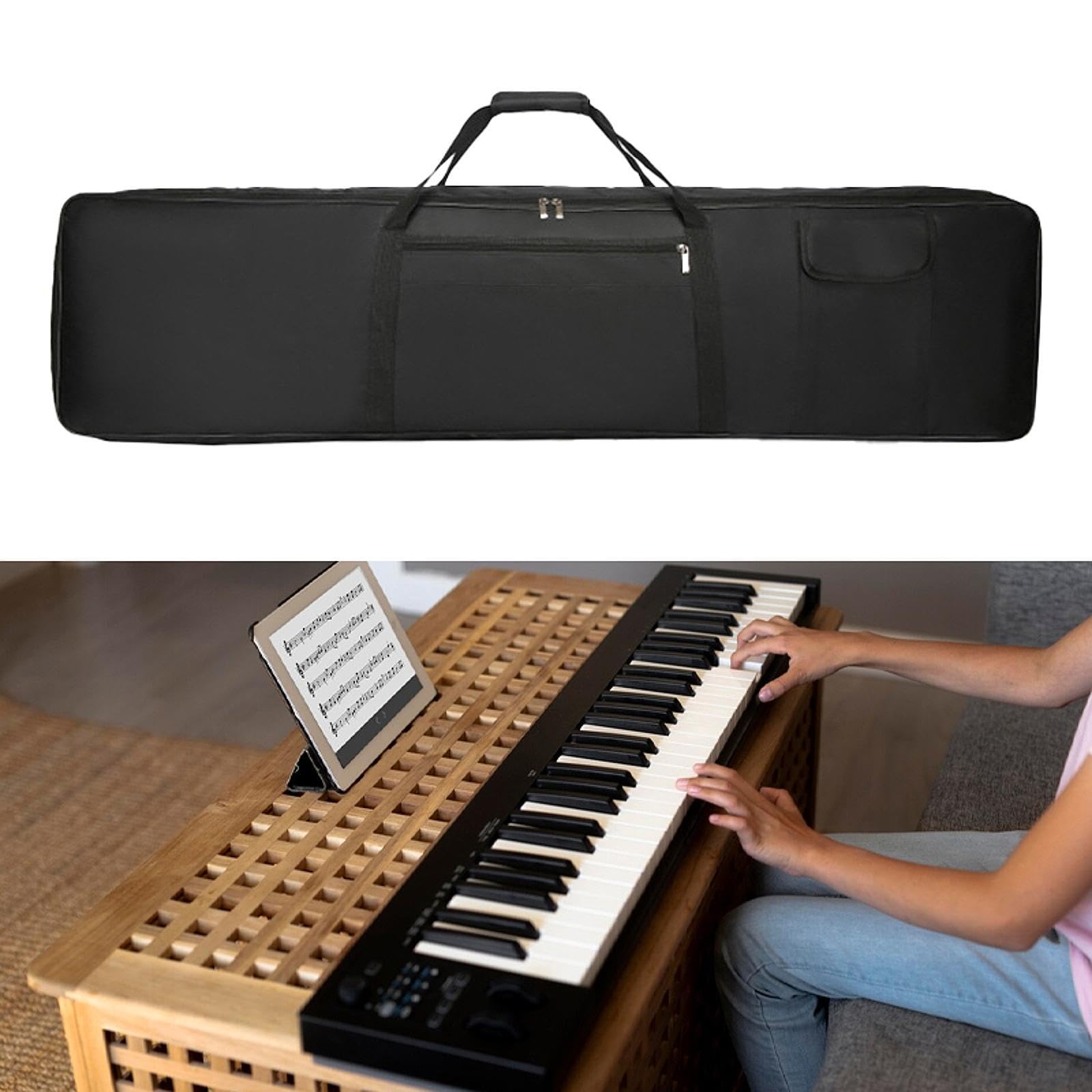 rockible Sac pour clavier Sac pour clavier Sac à main en tissu Oxford Rembourré avec poignée Sac de transport pour clavier Imperméable pour studio de musique, 88 Touches
