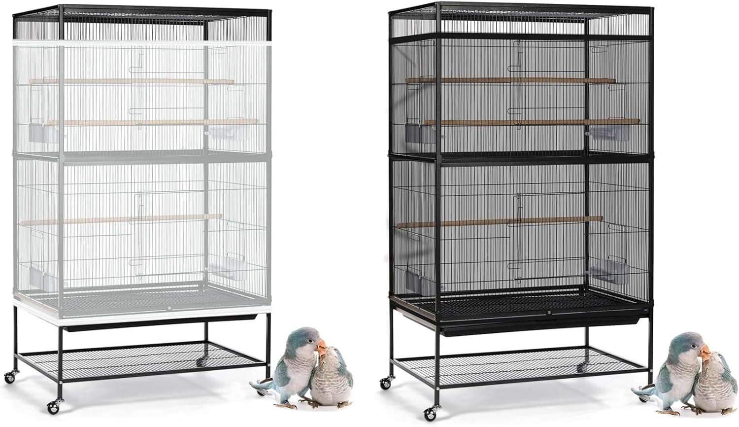 ASOCEA 2 Pack Large Bird Cage Seed Cather,Bird Cage Cover Adjustable Soft Airy Skirt Guard Birdcage Nylon Mesh Net for Parrot Parakeet Macaw African Round Square Cages Cover (118 * 31.5in/300 * 80cm)