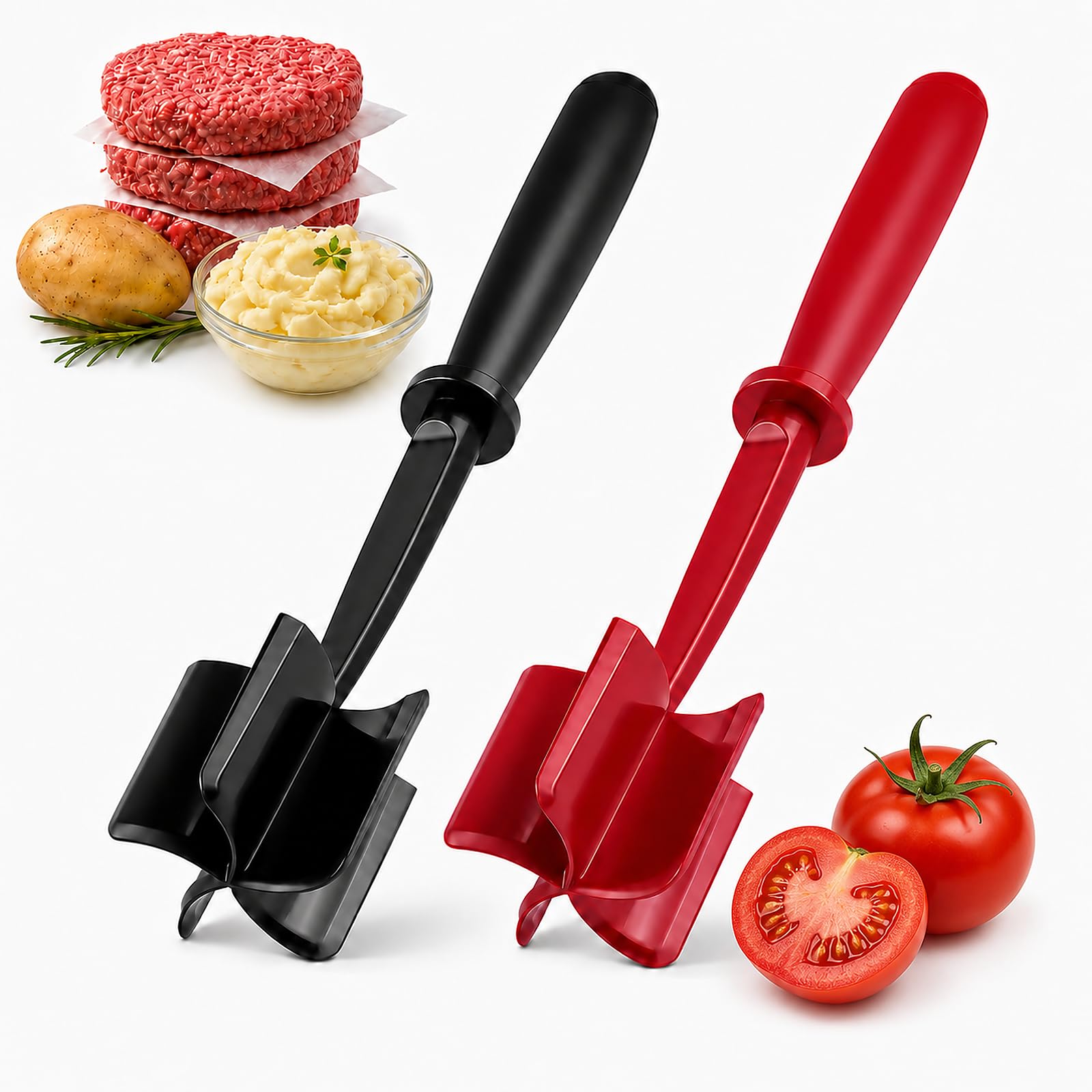 2PCS Meat Chopper, Heat-Resistant Mince Masher