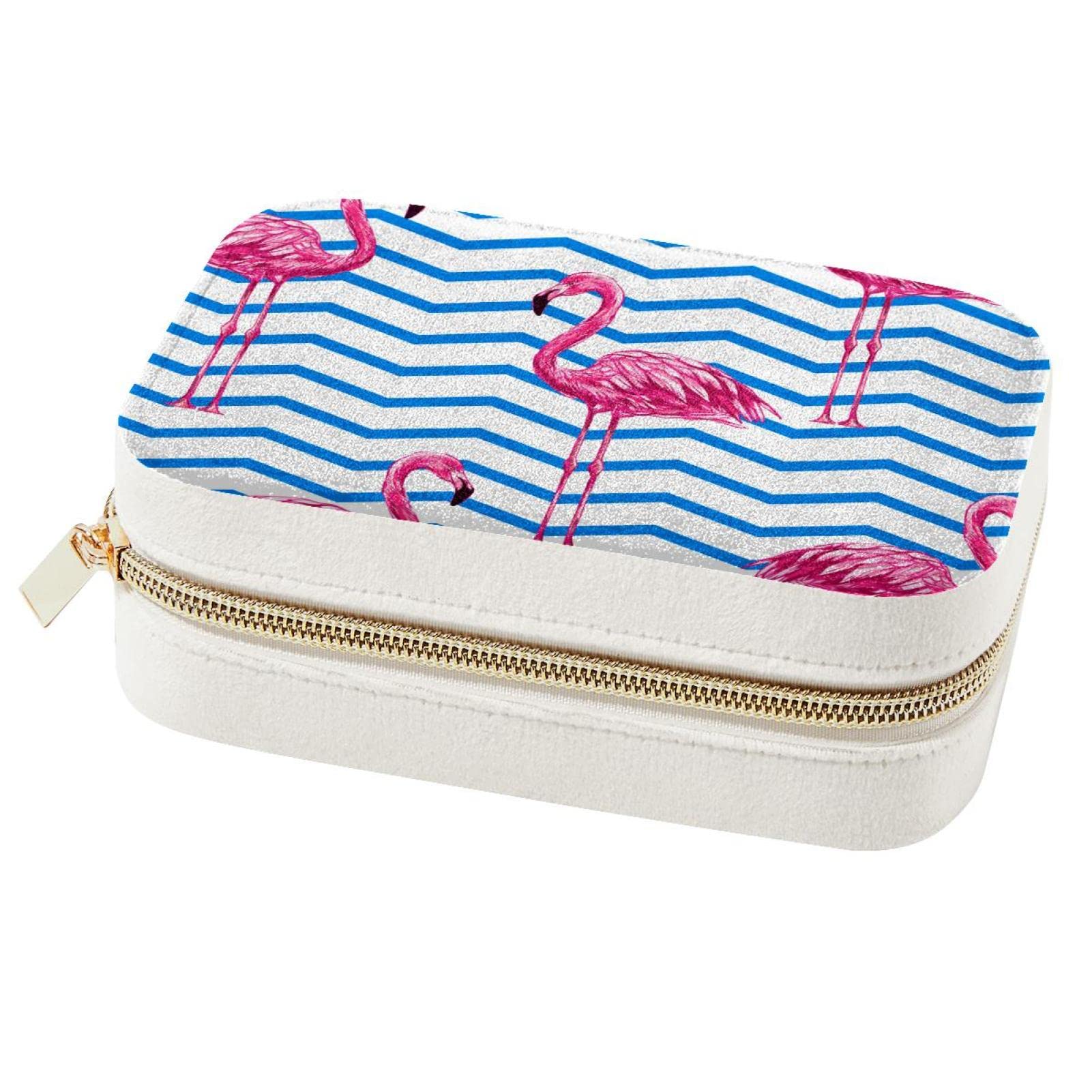 Boîte à bijoux de voyage cadeau femme au motif flamant rose