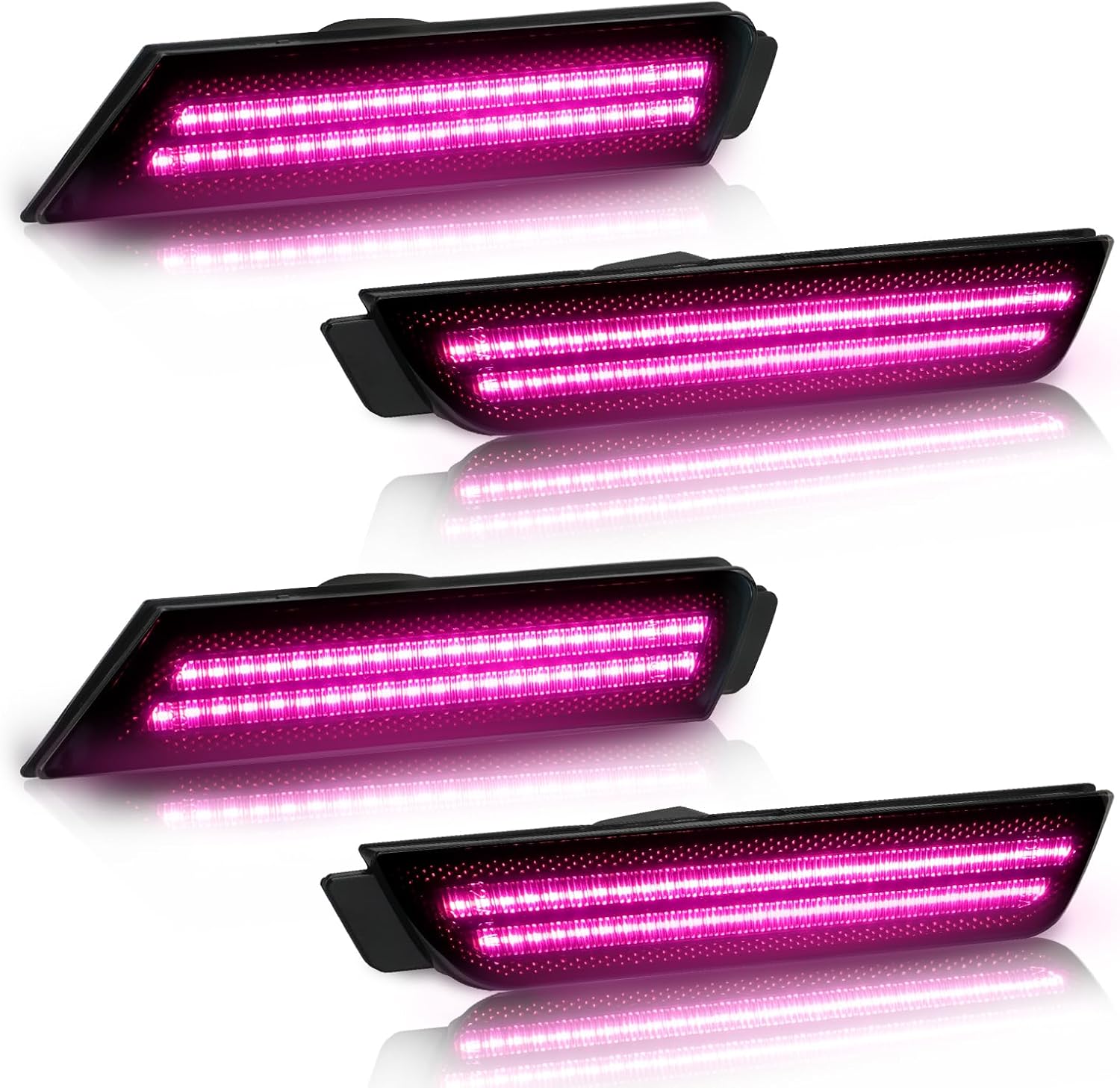 Bestview LED Side Marker Lights for Chevy Camaro 2010 2011 2012 2013 2014 2015, Front Rear Bumper Sidemarker Lamps Reflectors Smoked Lens, Pink Purple(4 PCS)