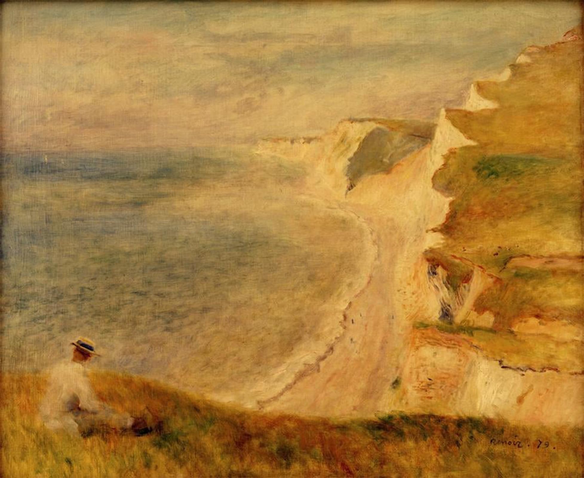 ARTXLXXBN Famous Painting Art Wall Decor Abstract Art Picture Cliff At Pourville by Pierre Auguste Renoir Animal Pictures for Home Decor 60x90cm