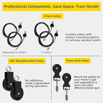 Weight Pulley System Tricep Pulldown, Gym Cable Machine Attachment for Lifting Lat Pull Down Home Gym Pulleys Kit