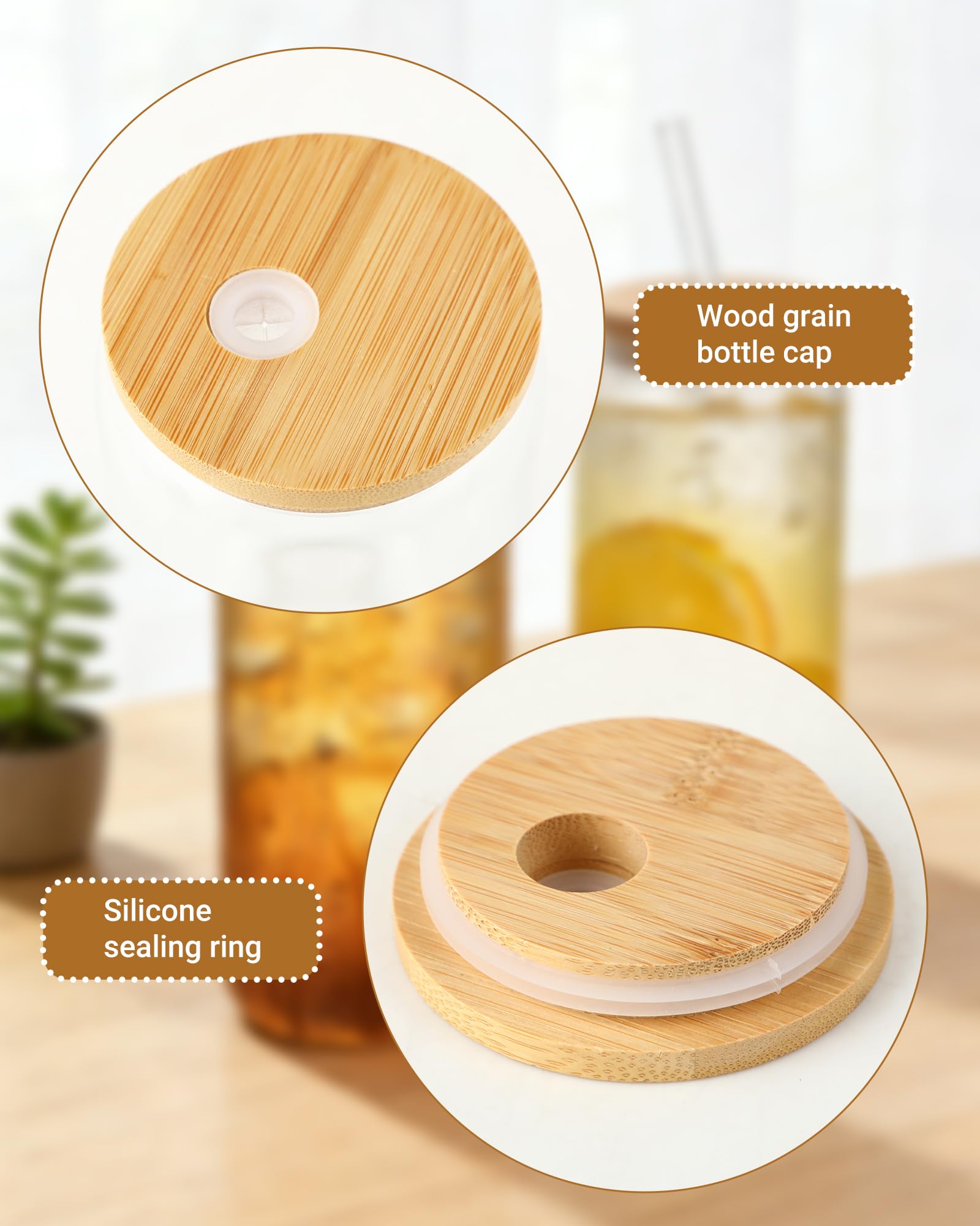 Zestaw 4 szklanek o pojemności 500 ml z pokrywką i słomką, szklanki do wody i matchy, szklanki do napojów z pokrywką, szklanki do mrożonej kawy - szklanki do kawy – Iced Coffee – Matcha i