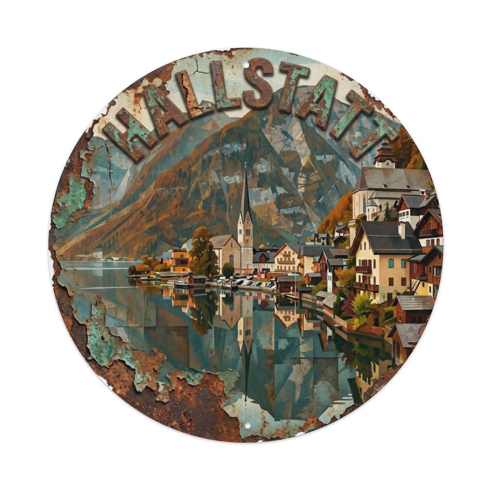 Galvaxio Style Austria Vintage Travel Hallstatt Metal Tin Sign