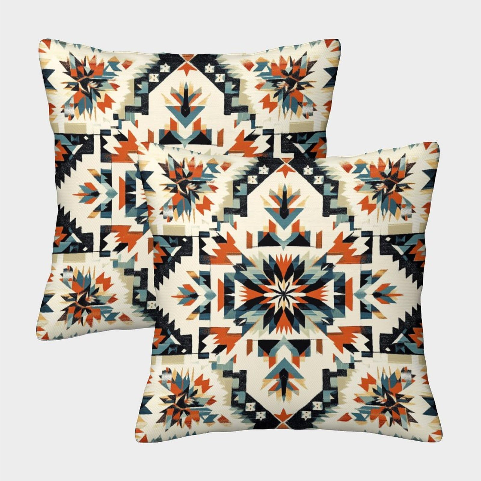 kaiyun 2 Pack Native American Patterns Pillowcase 45x45cm, Cushion Cover,3D Digital Printing Bed Sofa Decorative
