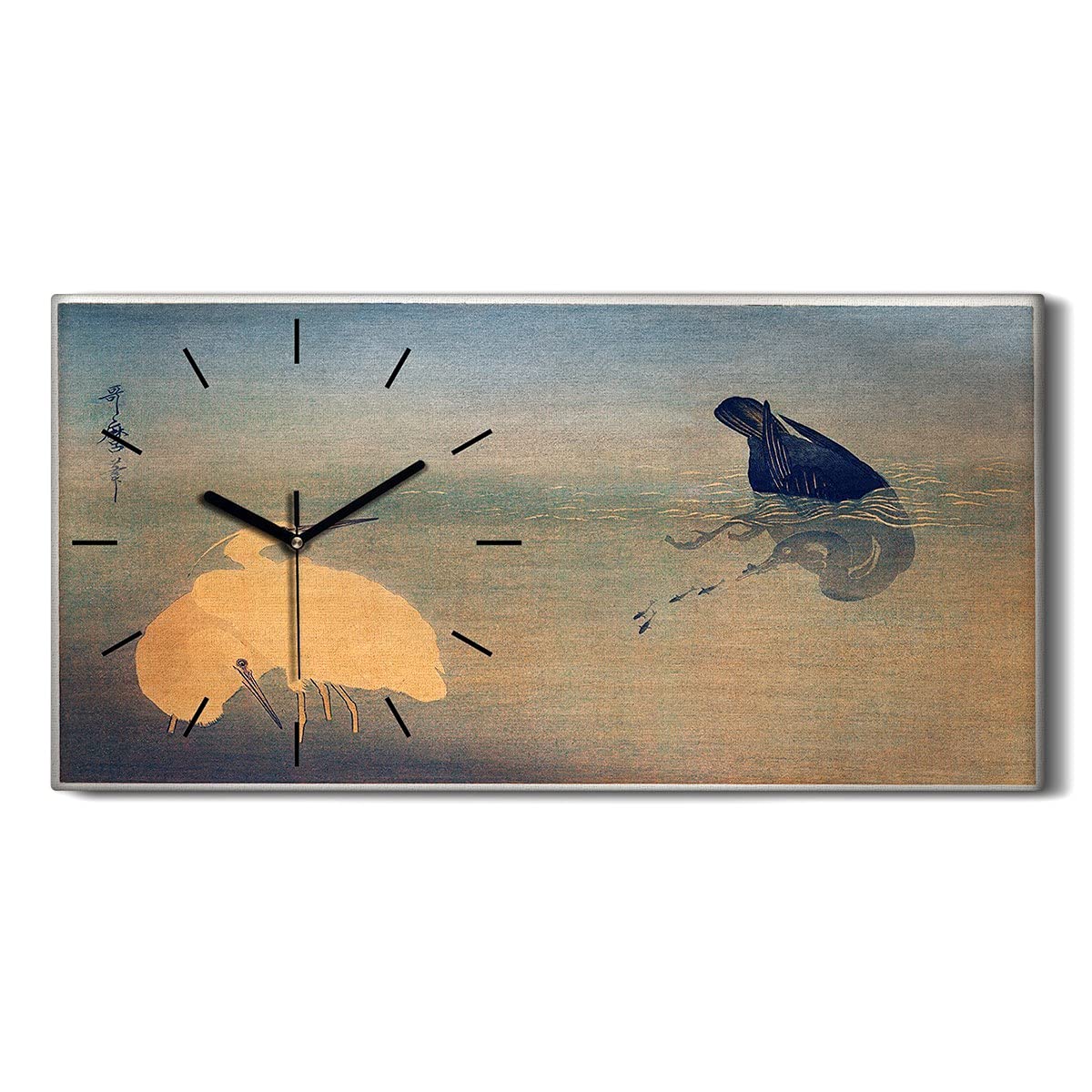 Horloge Art Moderne Toile 60x30cm Image Oiseaux Asiatiques Décoration Murale Salon
