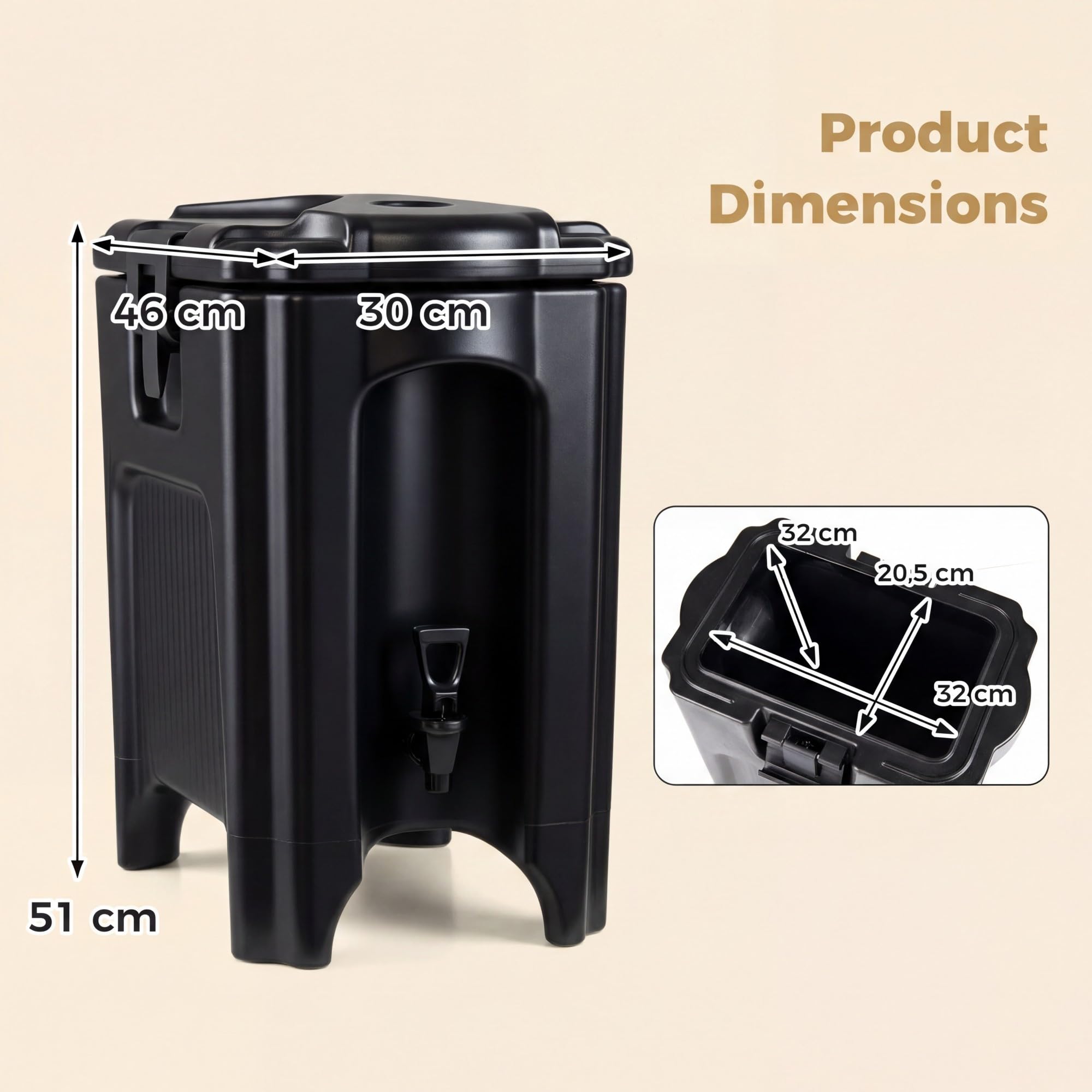LIFEZEAL 16,5 L Distributore per Bevande Isolato, Distributore per Bevande Calde e Fredde con Rubinetto Antigoccia, Contenitore Isotermico per Caffè, Birra e Succo di Frutta, per Bar e Ristoranti