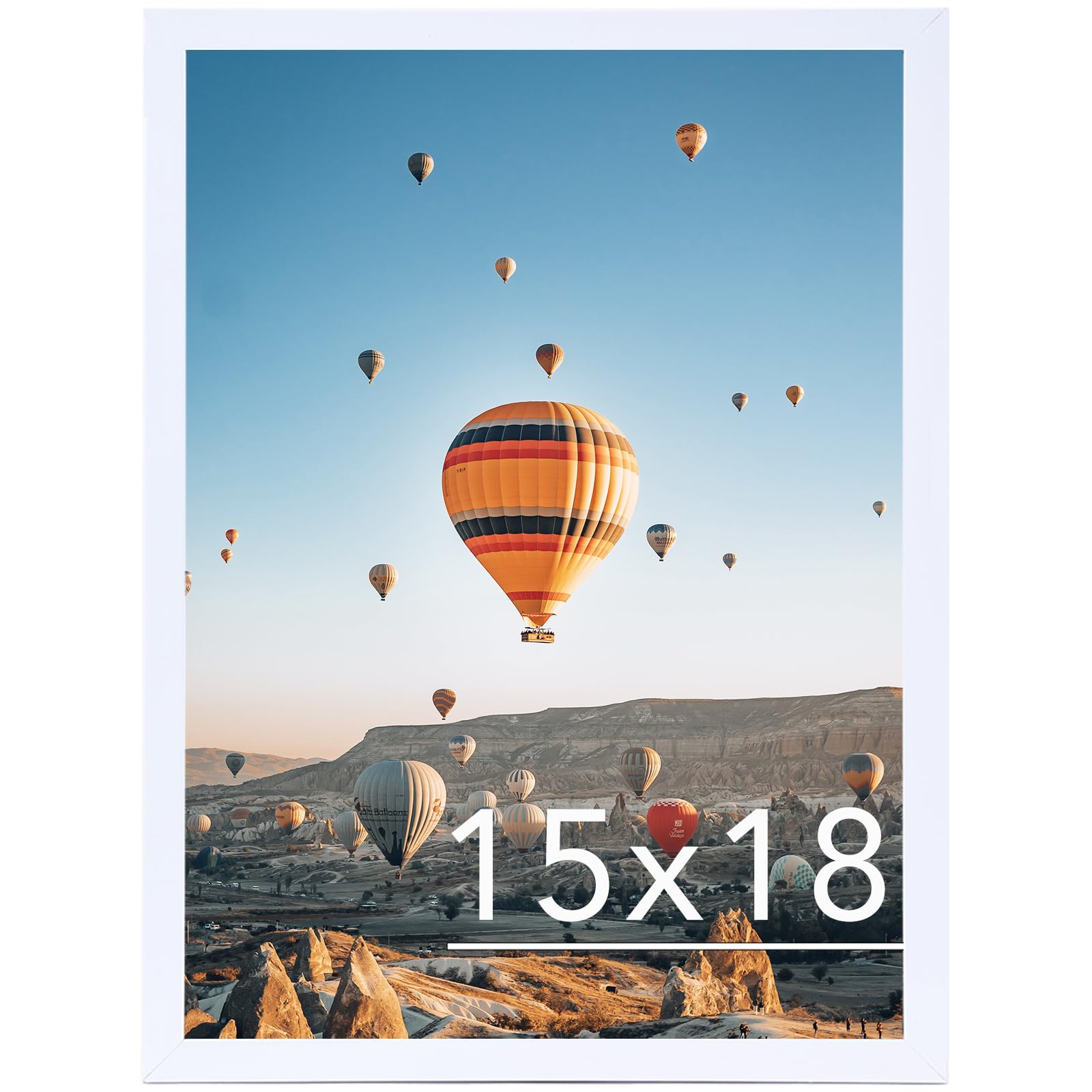 JCJMY 15x18 Picture Frame - White, Horizontal &amp; Vertical Formats for Wall Hanging, 15 x 18 Gallery Frame for Photos &amp; Posters