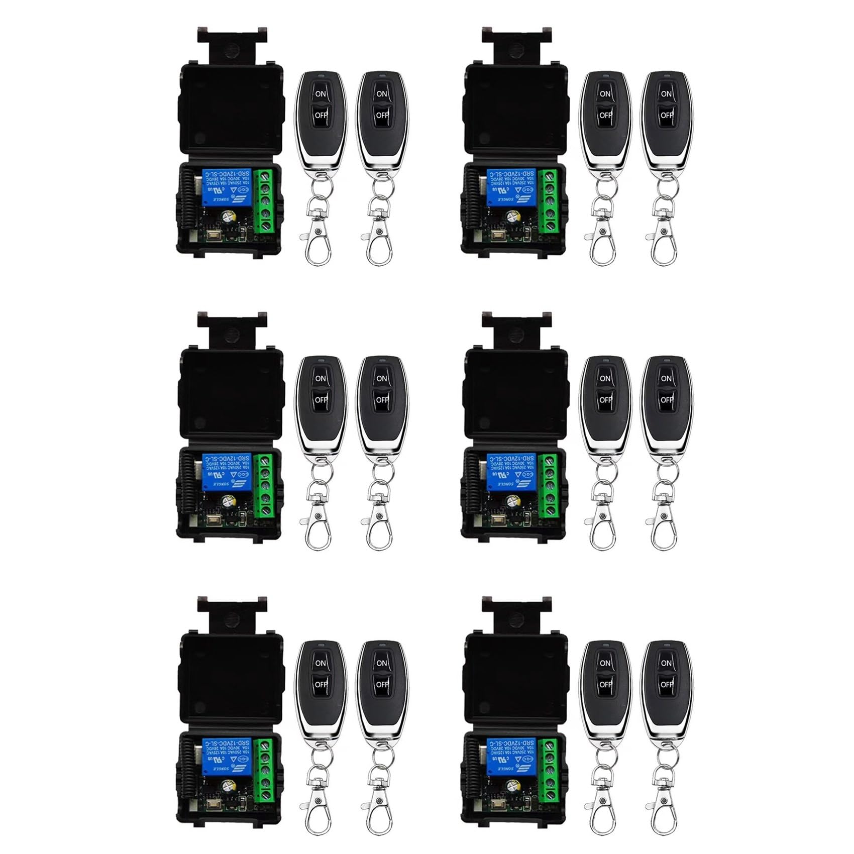 Jnchdghwa As Shown 6X 433Mhz Wireless Remote Control Switch Relay 12V Remote Control Switch For Garage Door Motor Light Control