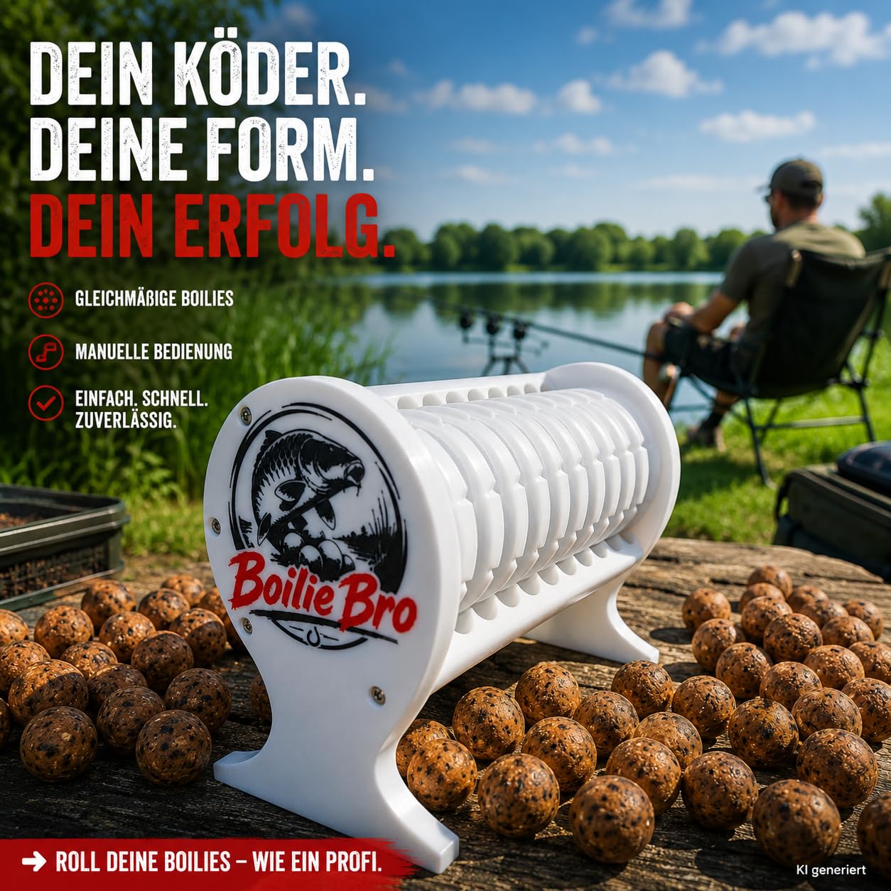 Generisch Boilie Bro Manueller Boilie Roller 20 mm – Boilies schnell & gleichmäßig selber Rollen – Boilie Maker für Karpfenangler – robuste Konstruktion – Karpfen – Made für Hobby & Profi