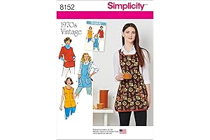 Simplicity Vintage 1970s Fashion Apron Sewing Pattern with Pocket