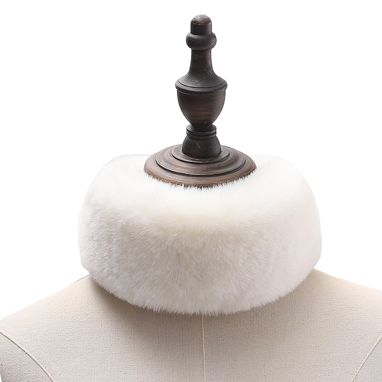 Kaccde Women's White Scarf Buckle Warm Collar Furry Neck Warmer Neckerchief Short Autumn Winter Neck Scarf