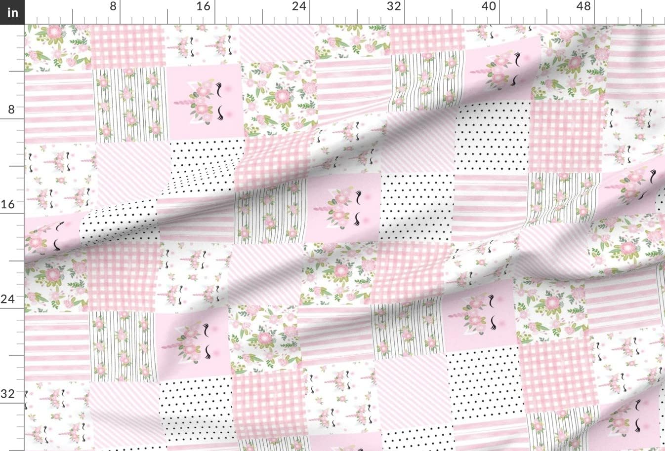 Spoonflower Fabric - Unicorn Unicorns Floral Pink Baby Girls Printed on Minky Fabric by The Yard - Sewing Baby Blankets Quilt Backing Plush
