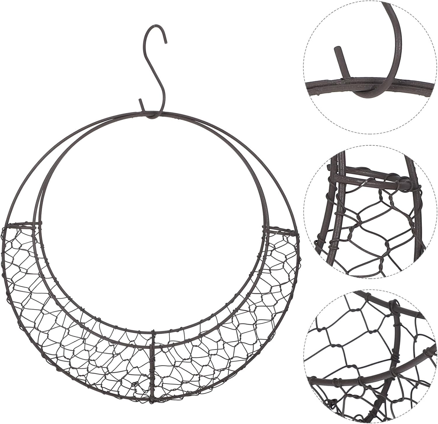 Hemoton Metal Hanging Basket Black Crescent-Shaped Wire Frame image 5