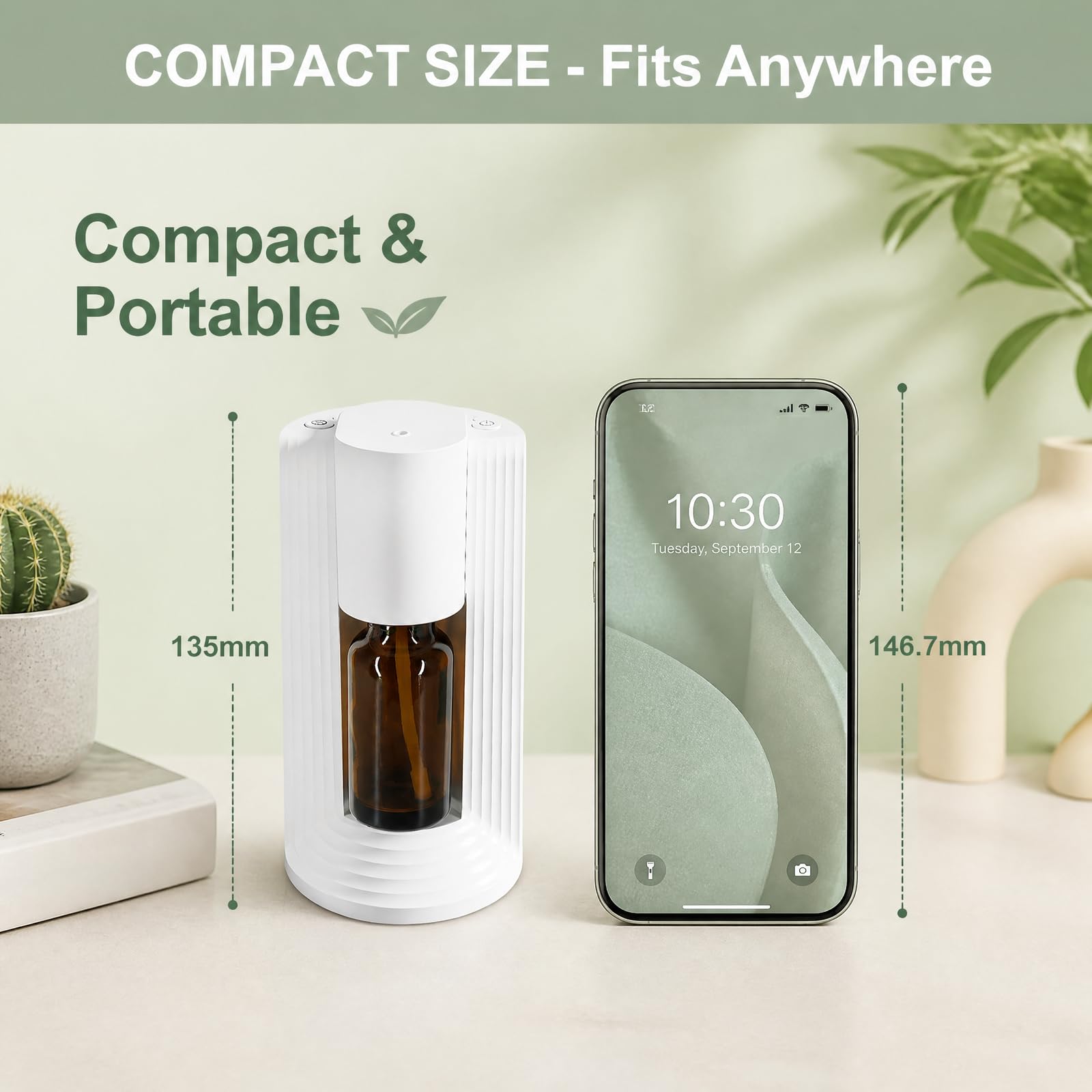 hKjPlvf Difusor Aceites Esenciales Sin Agua Nebulizador Aromaterapia Portatil Smart 3 Niveles 2000mAh Recargable Coche Casa Oficina Yoga 10ml 20ml Blanco Electrico Aroma Fragancia