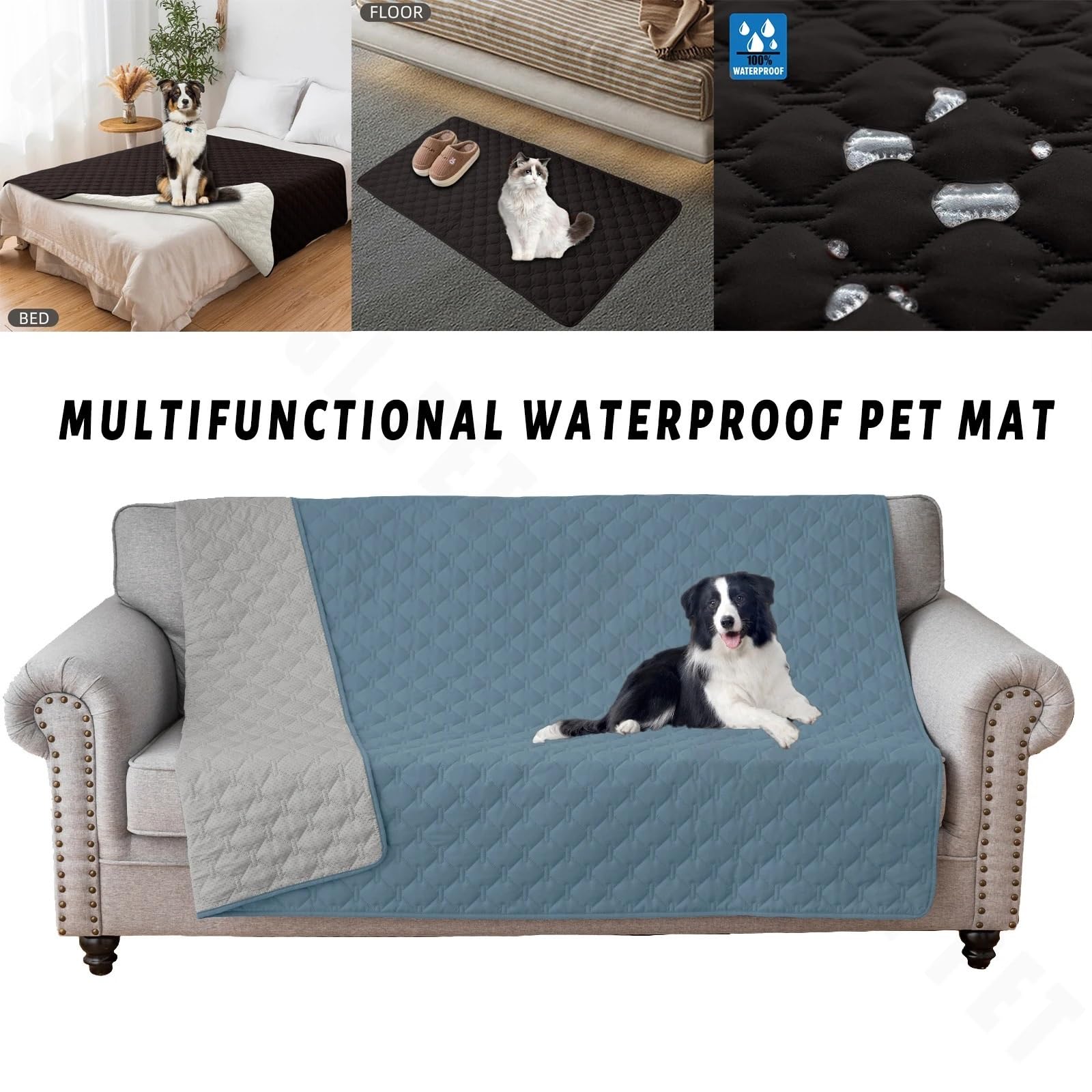 Funda impermeable for cama de perro y manta for mascotas, sofá, cama for mascotas, colchón for incontinencia en el coche, protectores for muebles y sofá para sofá, coche, cama(Coffee,130X210cm 50X82in