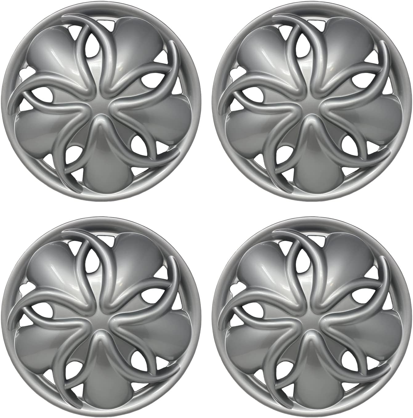 912 Universal Wheel Cover ABS Wheel Skins Set 14" Chrome Hub Caps -Set of 4 (14", Chrome)