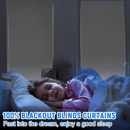Miniatura 6 de Cortinas opacas para dormitorio, persianas opacas autoadhesivas para interiores, sin taladrar ni herramientas, protección UV, persianas enrollables