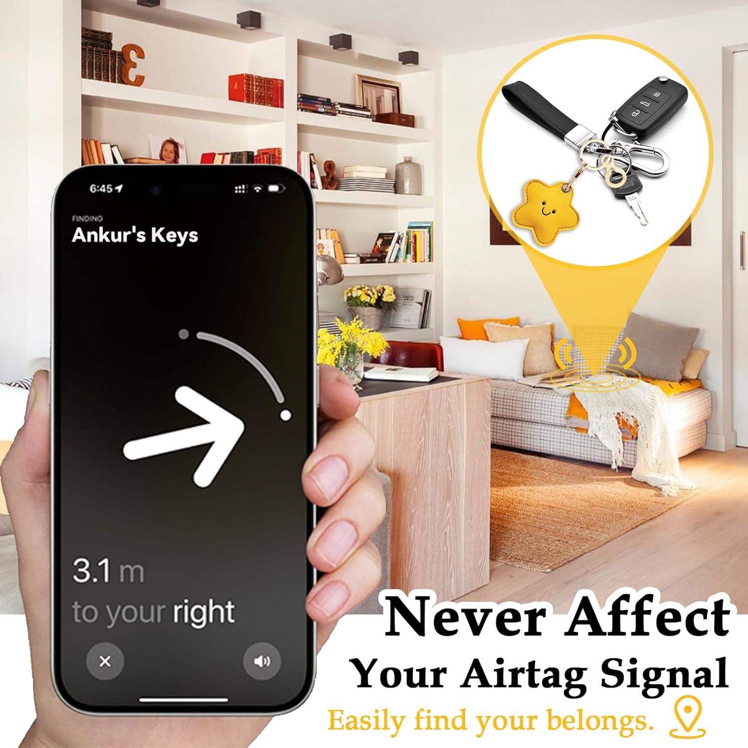 Leather Keychain for Airtag, Cute Protective Keychain Holder Compatible with Apple Air Tag,GPS Case Cover for Keys - Image 5