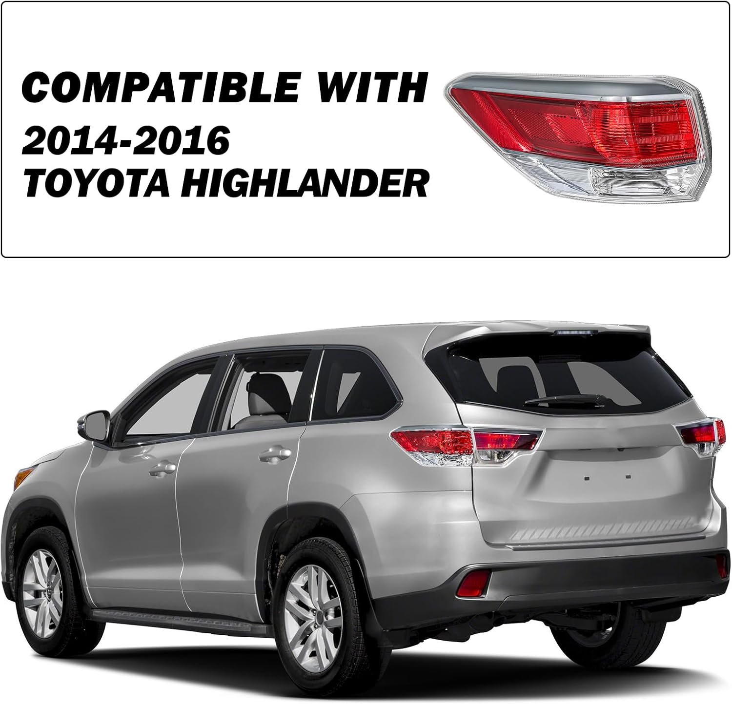 SOCKIR Tail Light Assembly for 2014-2016 Toyota Highlander Rear Outer Taillamp OE Replacement, Left Driver Side