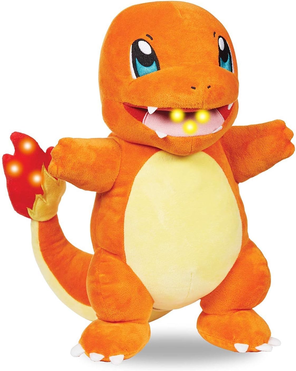 Pokemon 10" Flame Action Charmander Plush - Interactive Light Up Tail & Mouth w/Sound Effects & Voices - Officially Licensed - Christmas Stocking Stuffer Gift for Kids, Boys, Girls - 4+