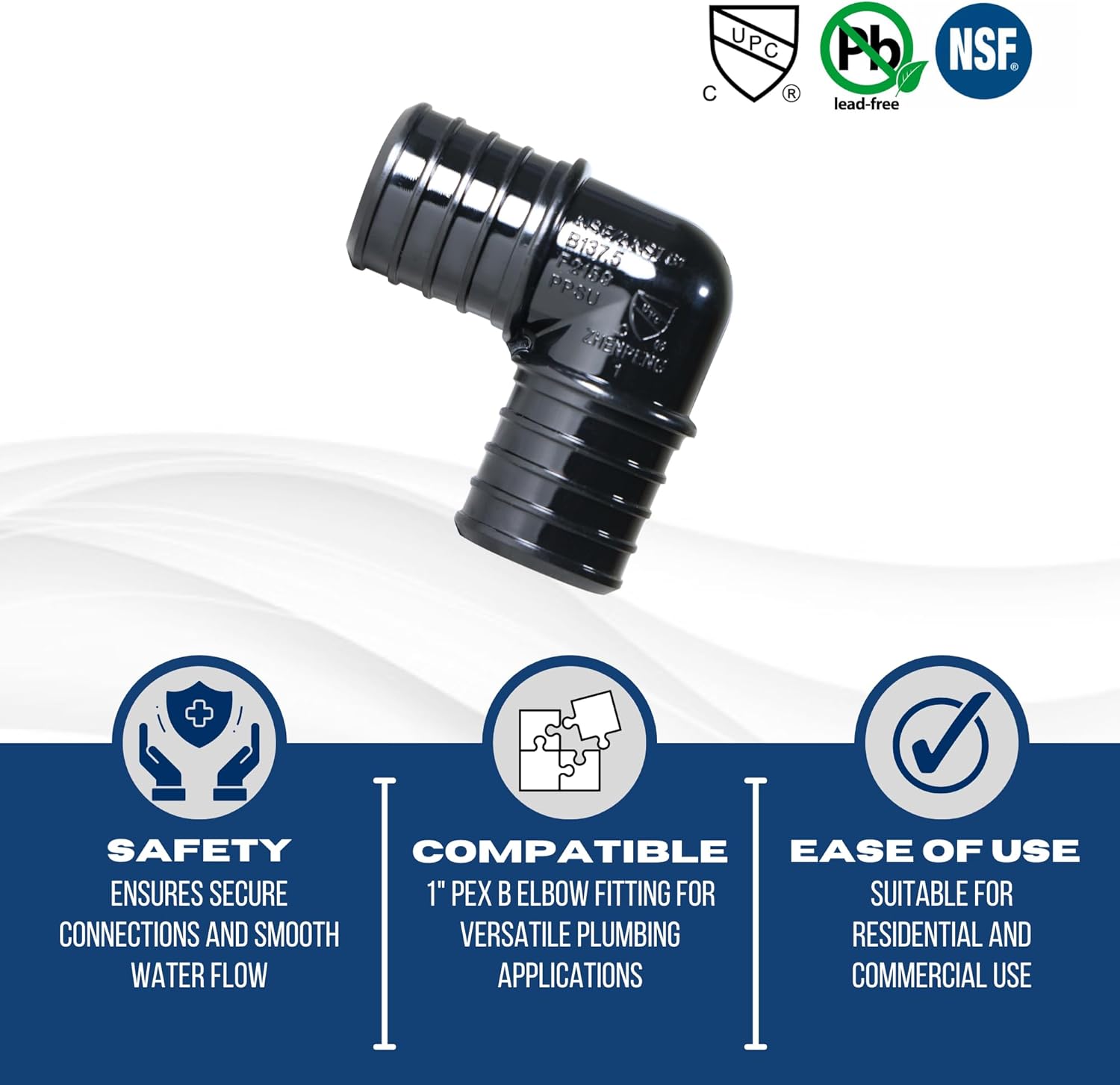 XFITTING Pex B Barb Crimp 1 inch Pex B Elbow, Poly Alloy, 50 Pieces
