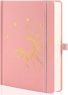 MGGAO Sun & Moon notatnik dla kobiet i mężczyzn, A5, twarda oprawa, dziennik do pisania, do pracy, podróży, szkoły, 318 numerowanych stron, 14,7 x 21,4 cm
