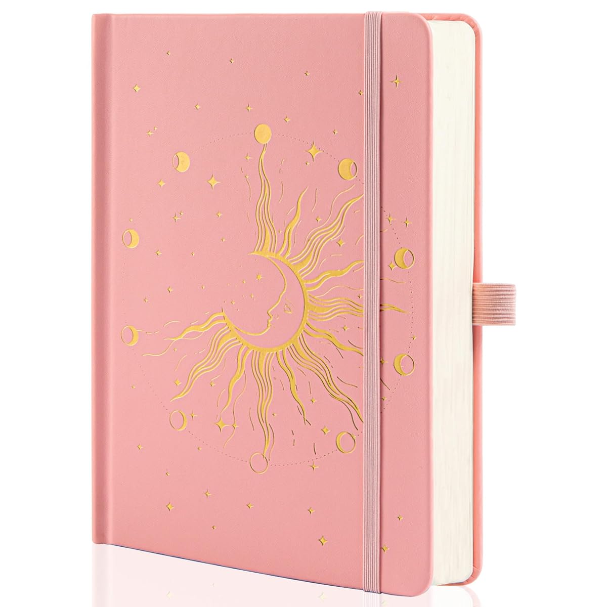 MGGAO Sun & Moon notatnik dla kobiet i mężczyzn, A5, twarda oprawa, dziennik do pisania, do pracy, podróży, szkoły, 318 numerowanych stron, 14,7 x 21,4 cm