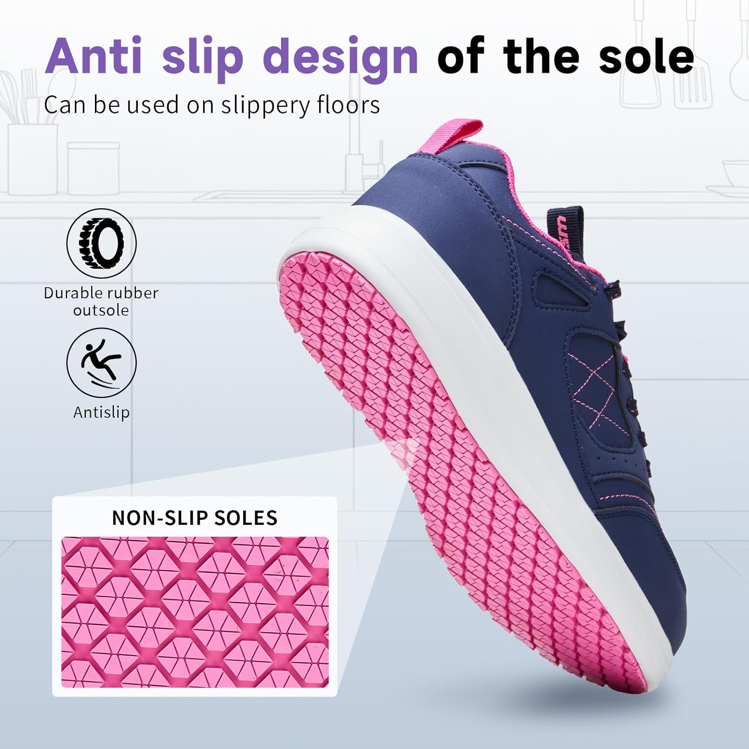 Non Slip Work Shoes Women - Waterproof Oil Resistant Chef Shoes, Lightweight Comfortable Slip Resistant Sneakers for Restaurant Kitchen Nursing & Food Service