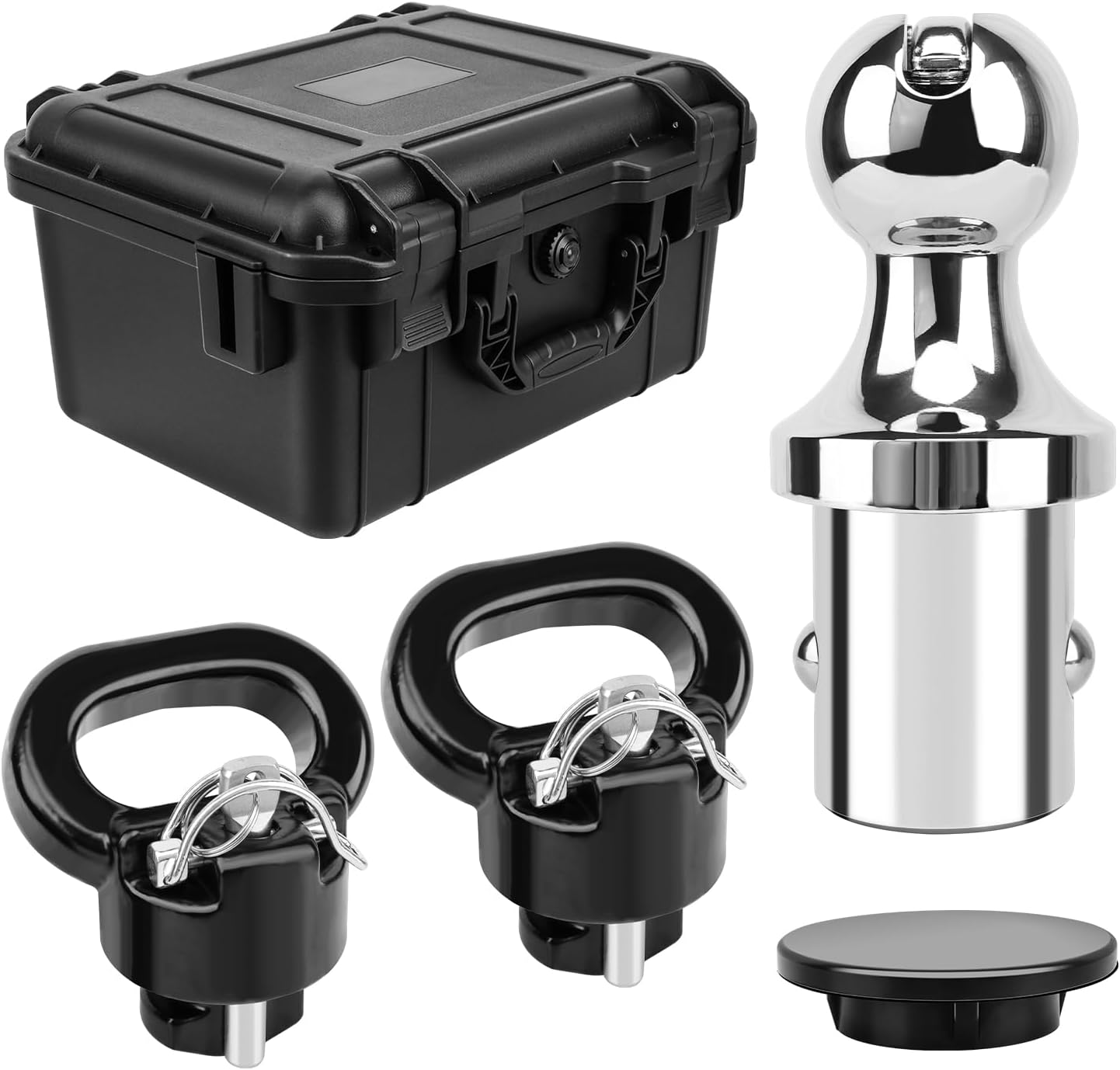 60618 Puck System Gooseneck Hitch Ball Kit with Case, Compatible with 2013-2025 Dodge RAM 2500 3500, 2-5/16” Hitch Ball for Truck Bed with 2 Safety Chain Anchors, 30000 lbs GTW/7500 lbs VTW