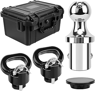 60618 Puck System Gooseneck Hitch Ball Kit with Case, Compatible with 2013-2025 Dodge RAM 2500 3500, 2-5/16” Hitch Ball for Truck Bed with 2 Safety Chain Anchors, 30000 lbs GTW/7500 lbs VTW