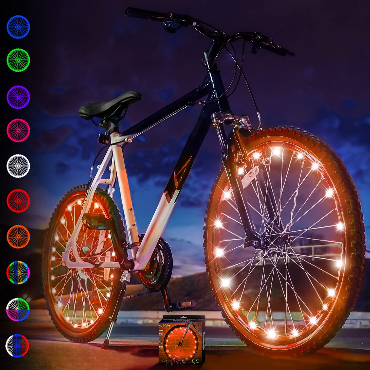 Activ Life 2 Tyres Pack LED Bike Wheel Lights with Batteries Included