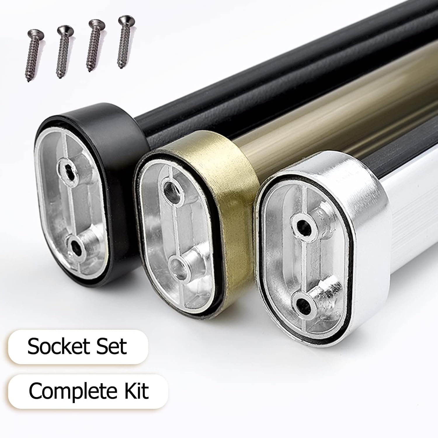 ZAQYCM Brass Black Silver Closet Pole for Hanging Clothes Small Space, Heavy Duty Anti-Slip Silent Closet Rod with Socket Set, Easy to Cut and Install, Aluminum (Color : #2, Size : 60cm/23.6 in)