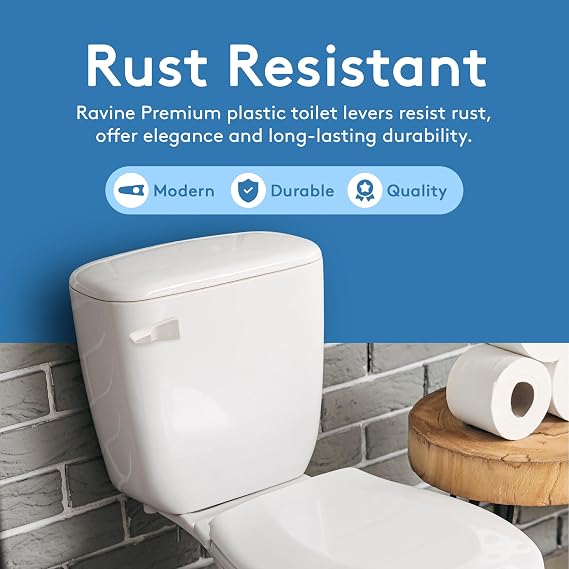 RAVINE Toilet Handle Replacement - American Standard Flush Lever With Elegant Design, Durable Front Mount - Easy to Install Bowl Handle (White)