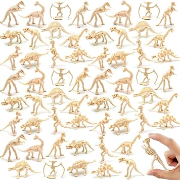 60 Pack Dinosaur Fossil Skeletons,Plastic Figures Dino Bones,Dinosaur Skeleton Toys for Dino Sand Dig,Science Play,Party Favor,12 Styles