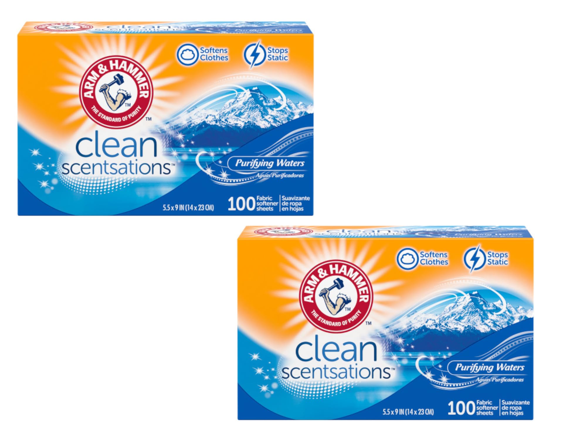 Arm & Hammer Fabric Sheets 100Ct Purifying Water Pack (2)
