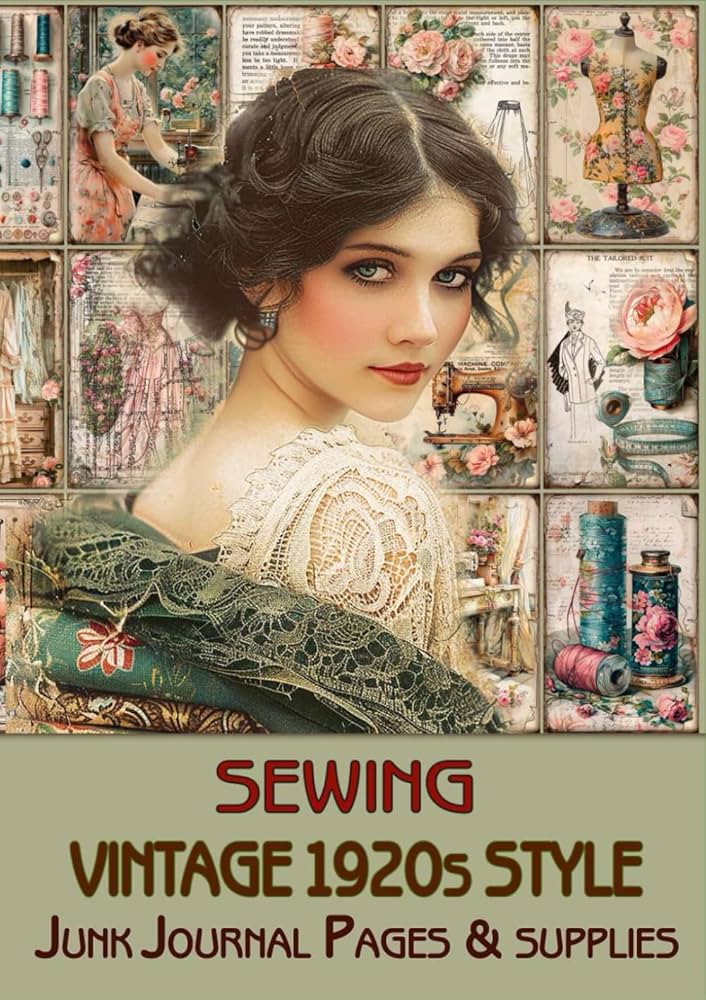 Vintage fashion 1920s style SEWING Junk Journal Pages