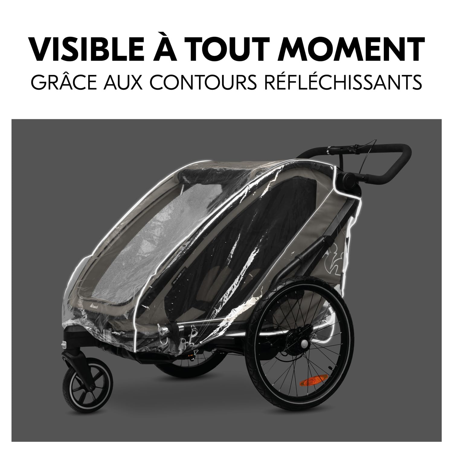hauck Habillage Pluie pour Remorque Vélo Enfant Bike N Walk Duo – Protection Remorque Imperméable avec Aération et Bandes Réfléchissantes, Pliable et Facile à Fixer - Transparent