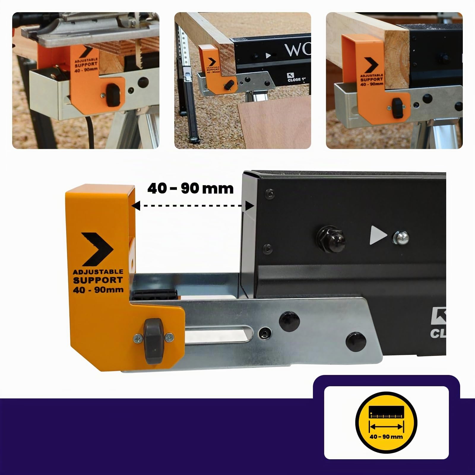 Cavalletti x2 Stabili Pieghevoli per Ponteggi 2 pezzi Robusti Piedini Antiscivolo Regolabili in Acciaio Regolazione Rapida 1180kg S600A