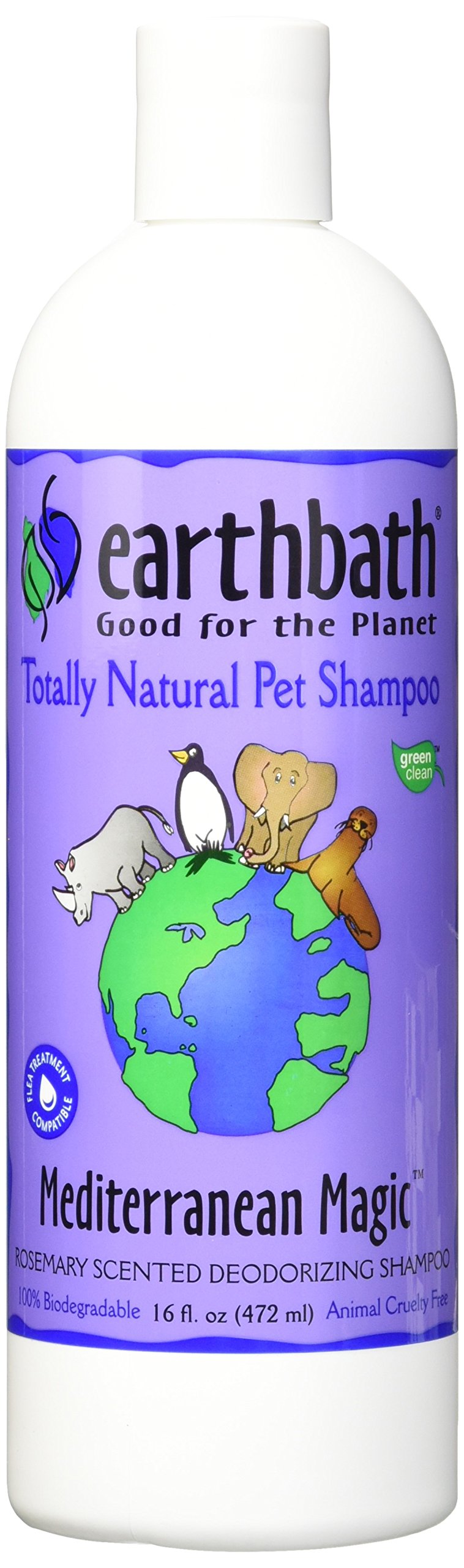 EarthbathMediterranean Magic Dog Shampoo - Deodorizing Shampoo for Dogs, Rosemary Scented Dog Wash, Made in USA, Shampoo for Smelly Dogs, Cruelty Free Pet Shampoos - 16 Oz (2 Pack)