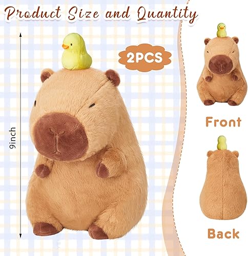 Miniatura 2 de Simgoing 2 piezas de lindos animales de peluche Capybara adorables de 9 pulgadas Capybara de dibujos animados de color marrón suave de Capybara de